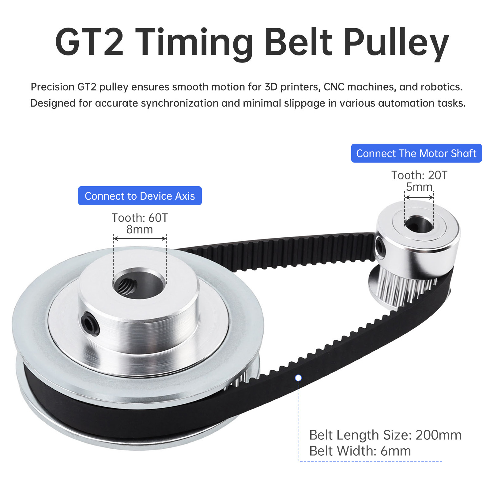 12V-24V 775 Electric DC Motor  - огляд і ціна Gt2 Pulley
